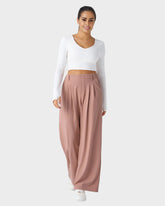 High Waisted Waffle Knit Wide Leg Pants